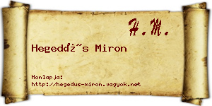 Hegedűs Miron névjegykártya