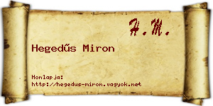 Hegedűs Miron névjegykártya